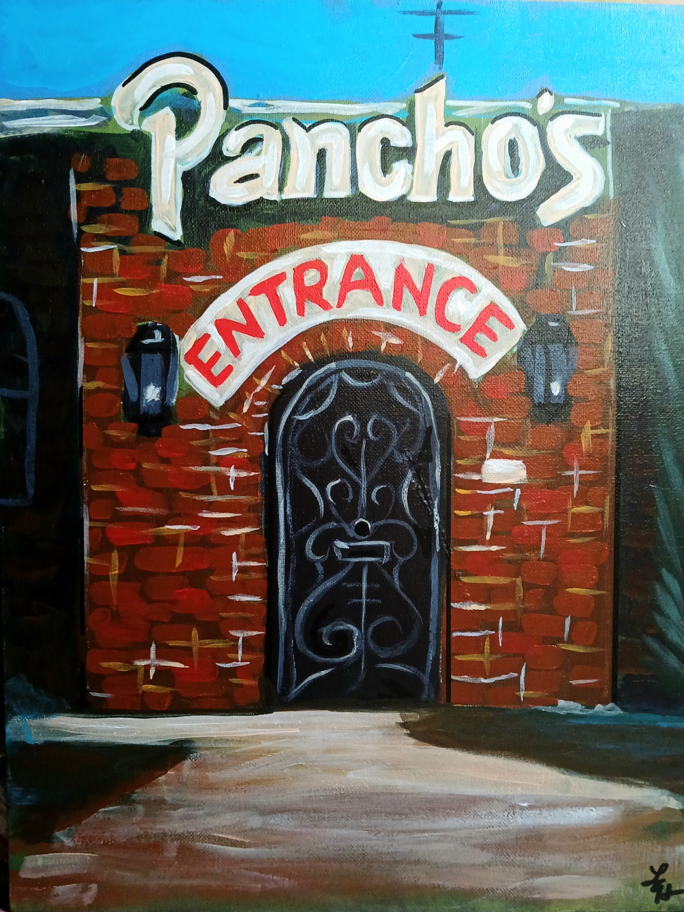 “Pancho’s” 12×16 Acrylics on stretched canvas